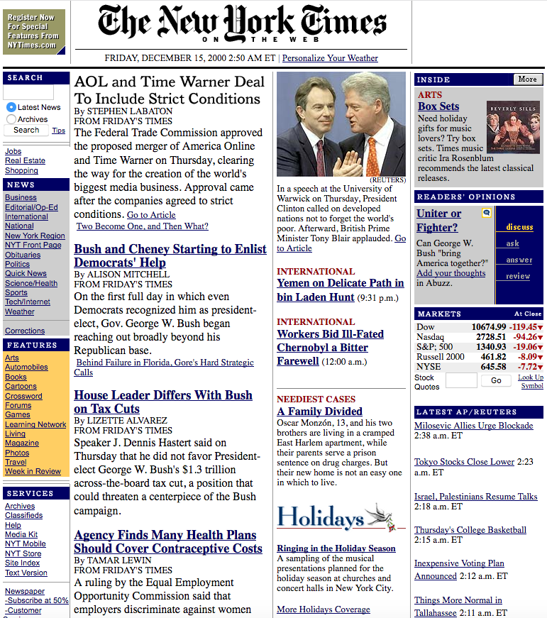 NYTimes.com homepage (2000)